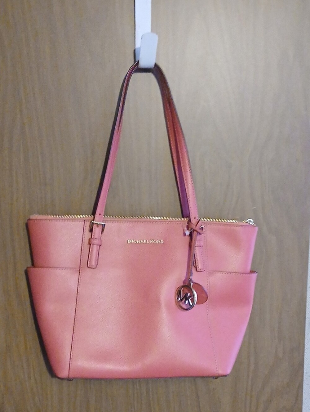 Michael Kors Pink Leather Tote with MK Charm